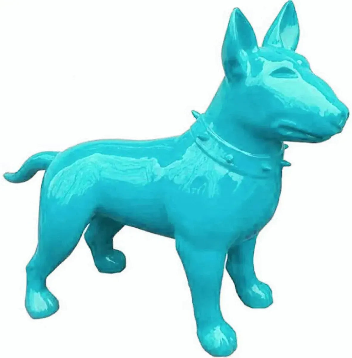 Luxuswerbung-White-Label-Skulptur-Hund-Bullterrier-Hellblau - Luxuswerbung.de