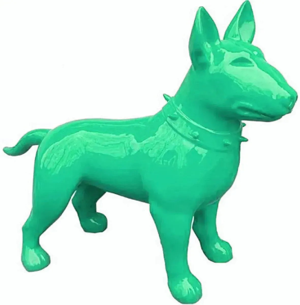 Luxuswerbung-White-Label-Skulptur-Hund-Bullterrier-Hellgruen - Luxuswerbung.de