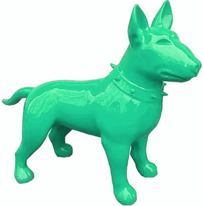 Luxuswerbung-White-Label-Skulptur-Hund-Bullterrier-Hellgruen - Luxuswerbung.de