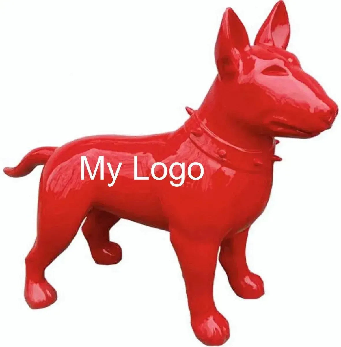 Luxuswerbung-White-Label-Skulptur-Hund-Bullterrier-Rot-Logo - Luxuswerbung.de