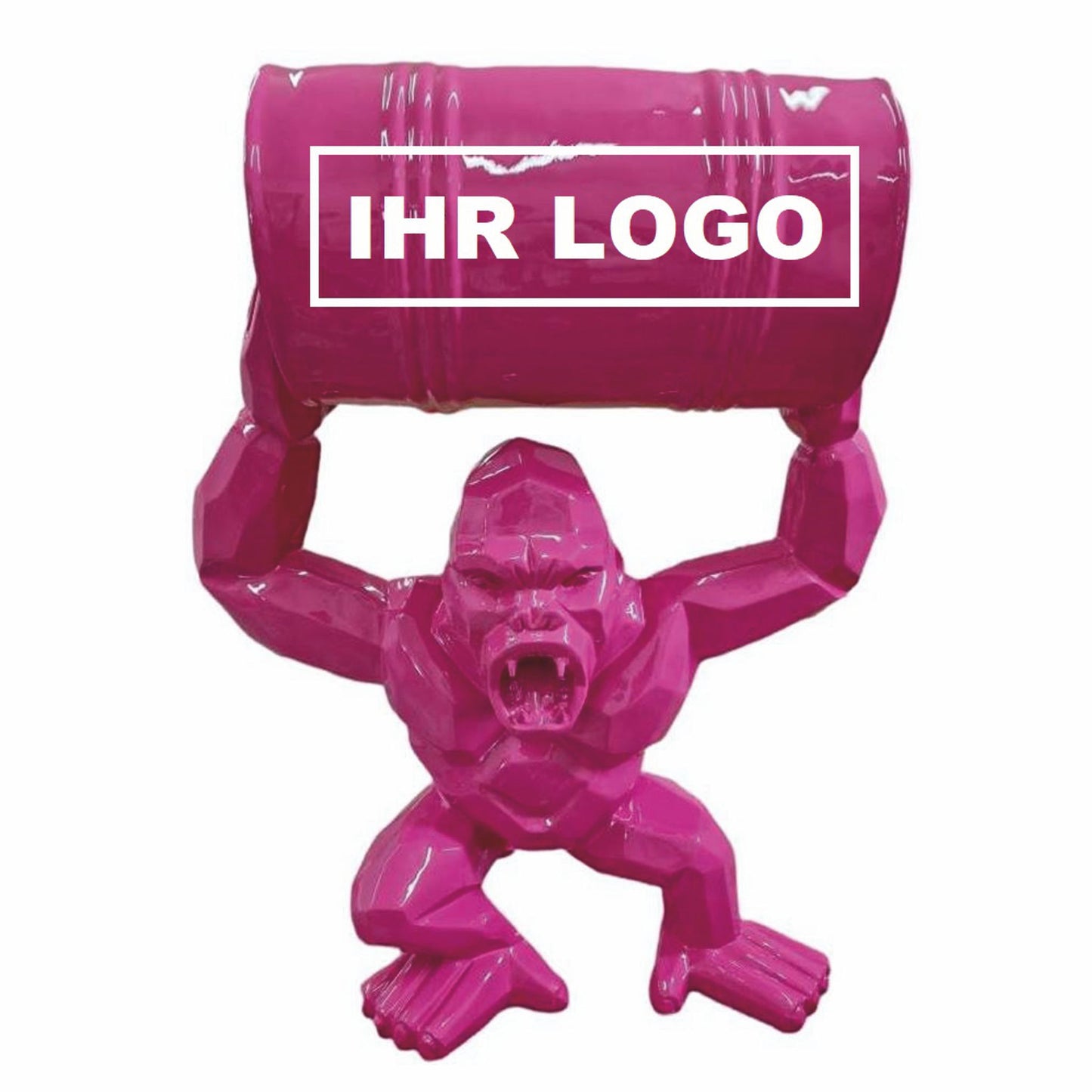 Abstrakt gorillaskulptur med tønde