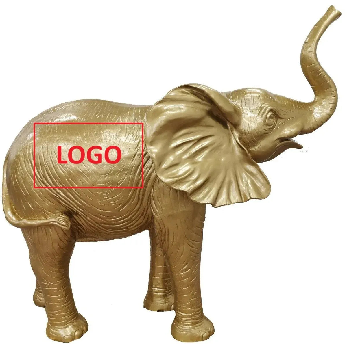 luxuswerbung-white-label-garten-deko-skulptur-elefant-gold-logo-beispiel - Luxuswerbung.de