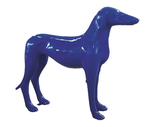 luxuswerbung-windhund-skulptur-individuelles-design-blau-stehend