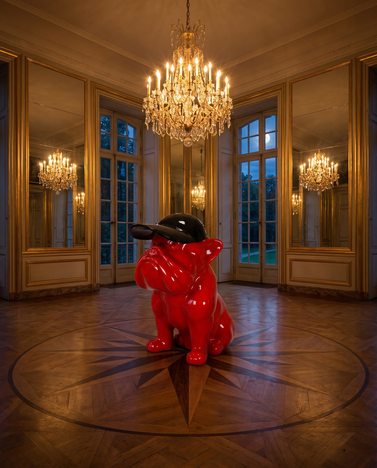 Deko Skulptur Bulldogge mit Cap - Ambiente