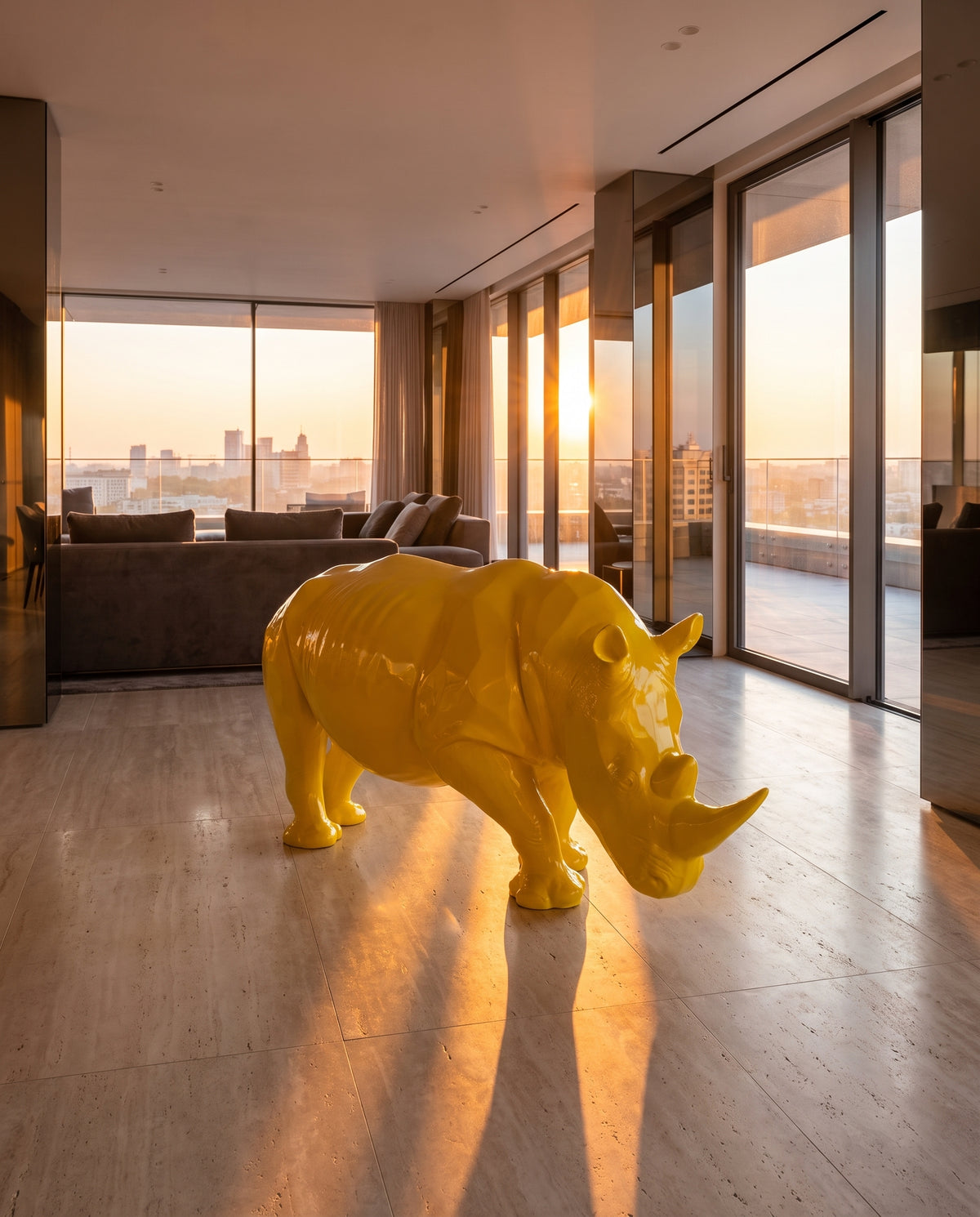 Lebensgroße XXL Nashorn Deko Skulptur - Ambiente