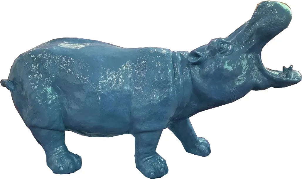 white-label-deko-skulptur-nilpferd-blau - Luxuswerbung.de