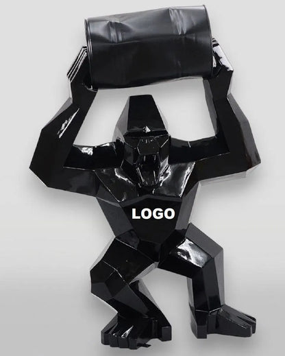 white-label-skultur-gorilla-mit-fass-schwarz-logo-beispiel-2 - Luxuswerbung.de