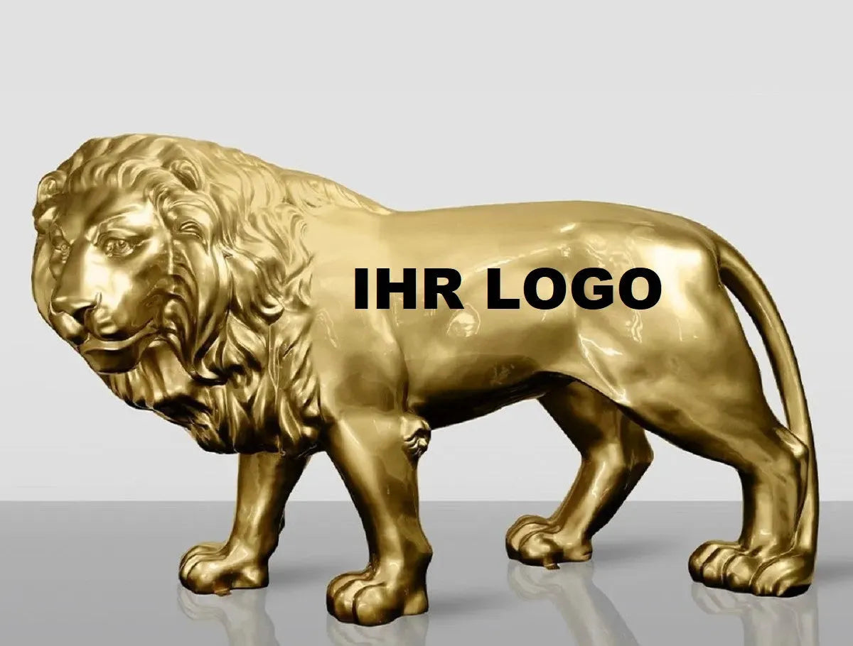 white-label-xxl-skultur-loewe-gold-linke-seite-logo-beispiel - Luxuswerbung.de