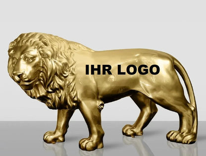 white-label-xxl-skultur-loewe-gold-linke-seite-logo-beispiel - Luxuswerbung.de