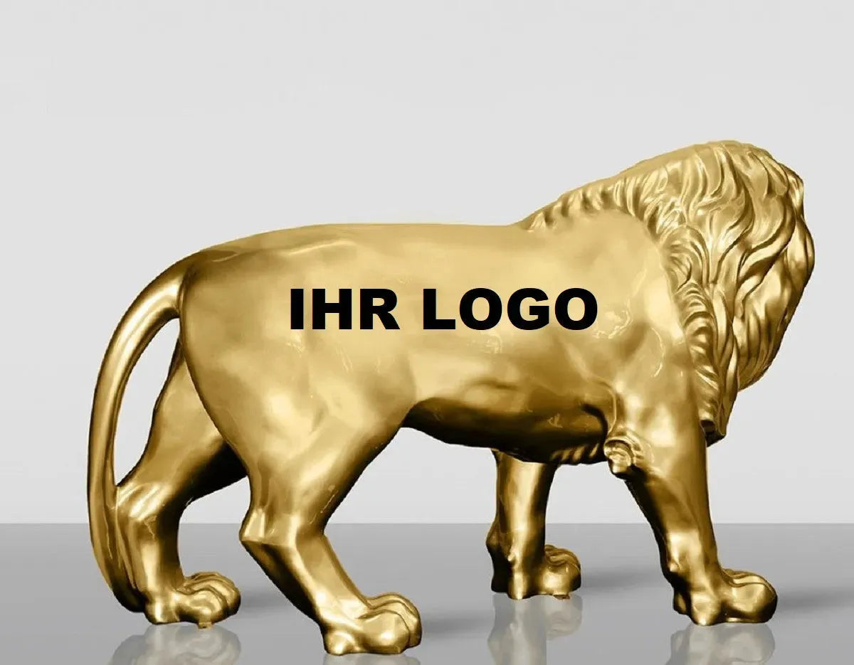 white-label-xxl-skultur-loewe-gold-rechte-seite-logo-beispiel - Luxuswerbung.de