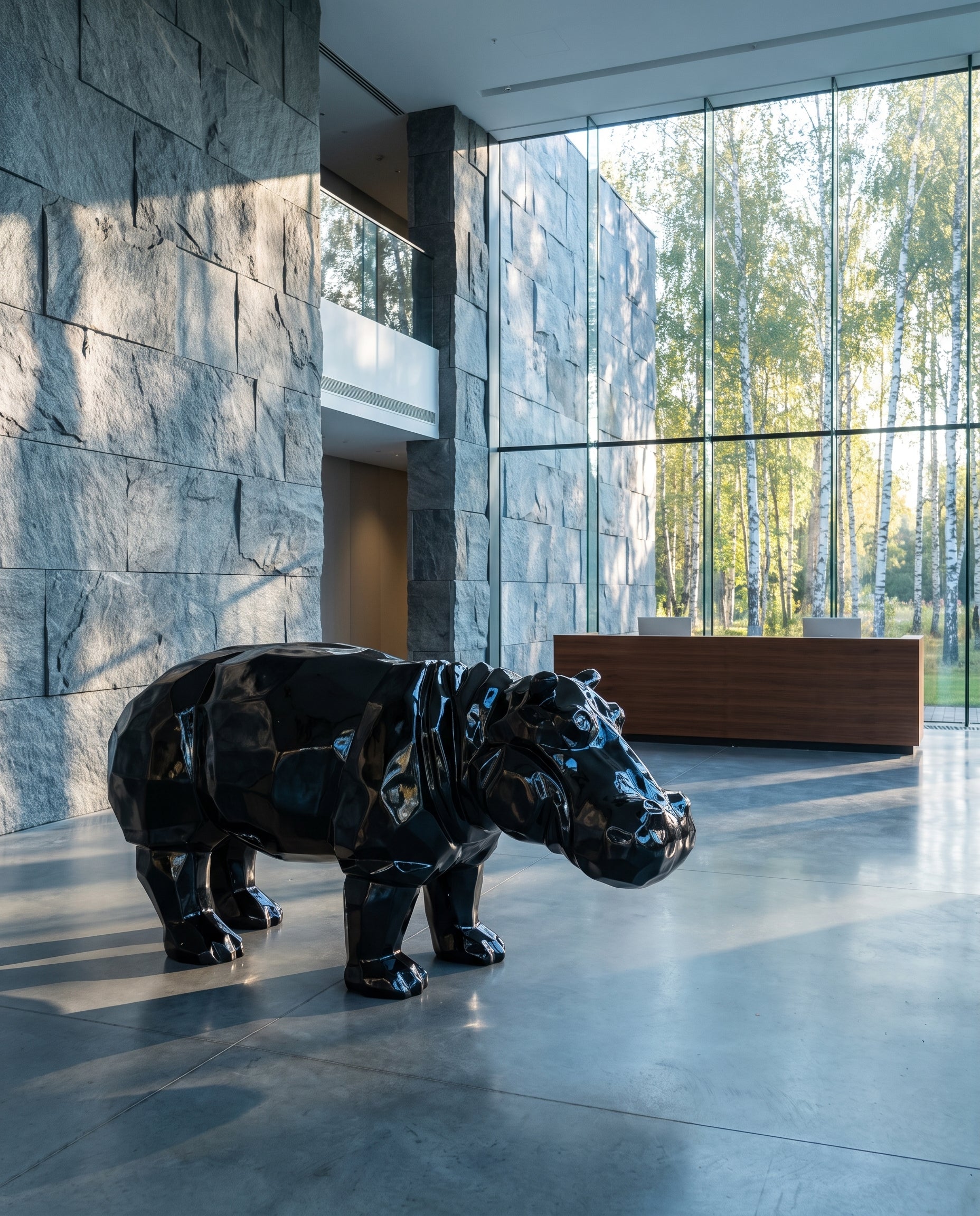 Medium Sculpture Hippo Abstract